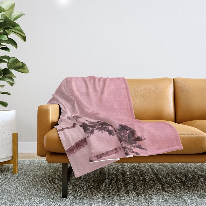 Tranquillity - flamingo pink Throw Blanket Gallery Image 1