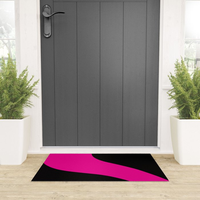 Simple Waves - Magenta and Black Welcome Mat Gallery Image 3