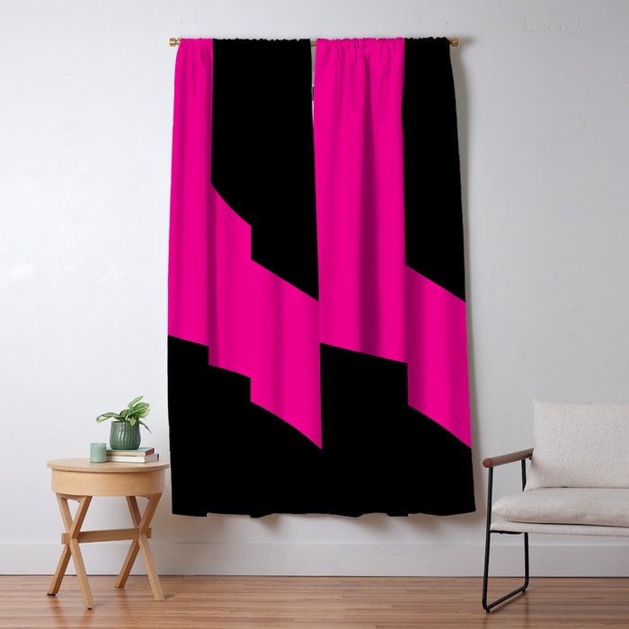 Simple Waves - Magenta and Black Window Curtain Gallery Image 1