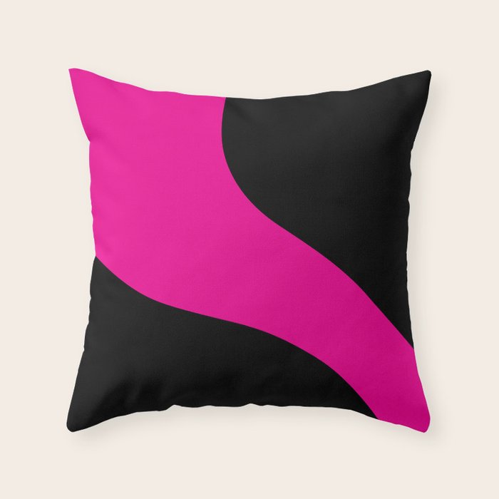 Simple Waves - Magenta and Black Throw Pillow Gallery Image 1