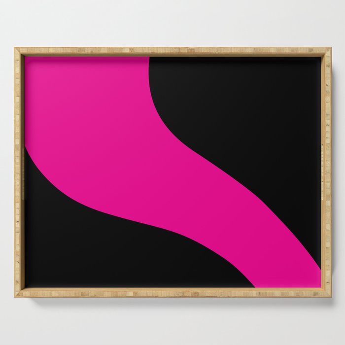 Simple Waves - Magenta and Black Serving Tray Gallery Image 1