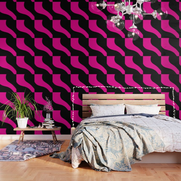 Simple Waves - Magenta and Black Wallpaper Gallery Image 1