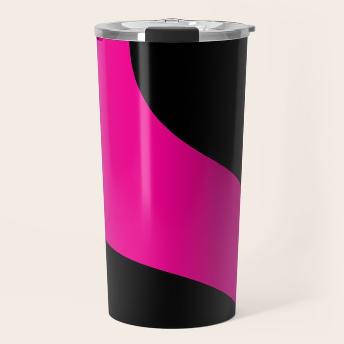 Simple Waves - Magenta and Black Travel Mug Gallery Image 1
