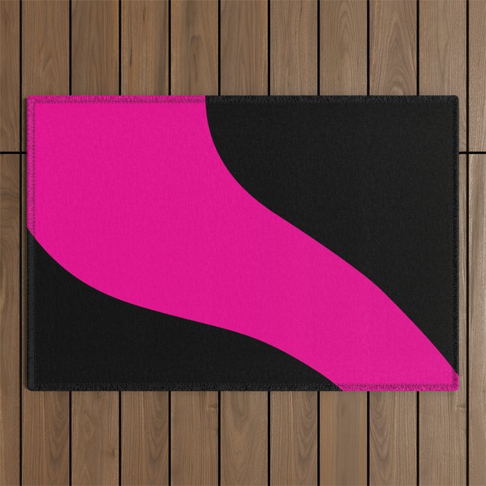 Simple Waves - Magenta and Black Outdoor Rug Gallery Image 1
