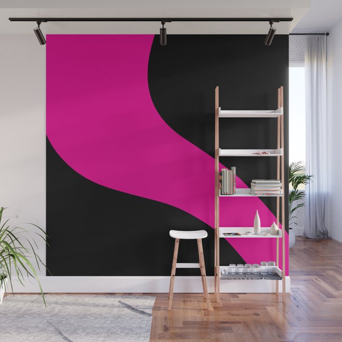 Simple Waves - Magenta and Black Wall Mural Gallery Image 1