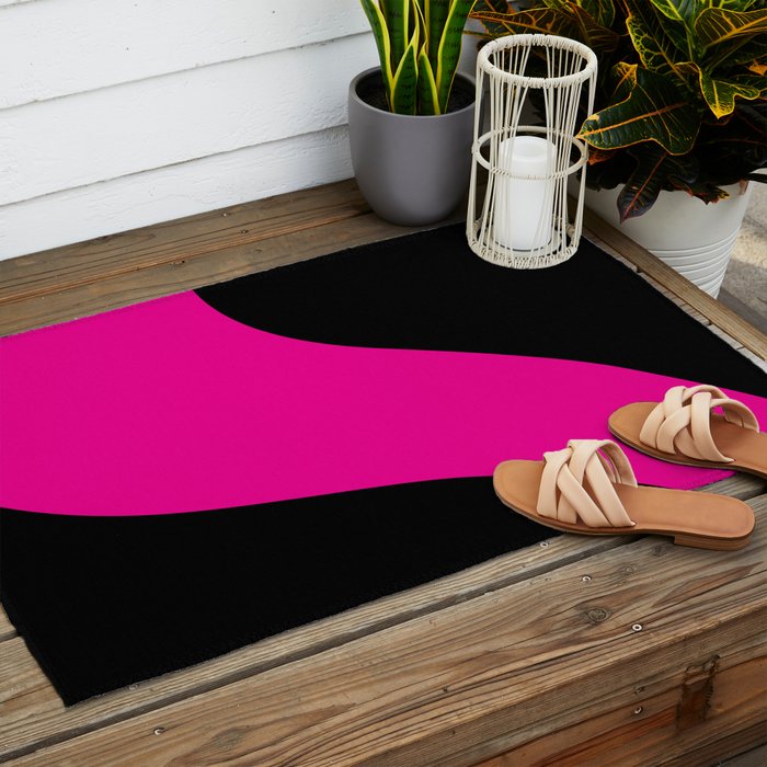 Simple Waves - Magenta and Black Outdoor Rug Gallery Image 2