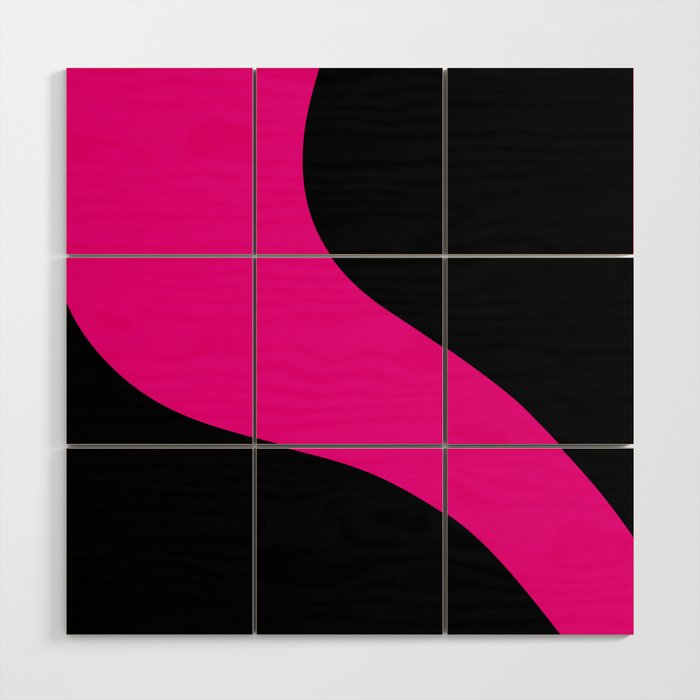 Simple Waves - Magenta and Black Wood Wall Art Gallery Image 1