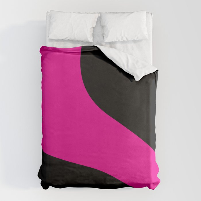 Simple Waves - Magenta and Black Duvet Cover Gallery Image 1