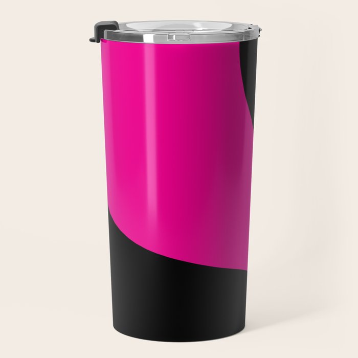 Simple Waves - Magenta and Black Travel Mug Gallery Image 3