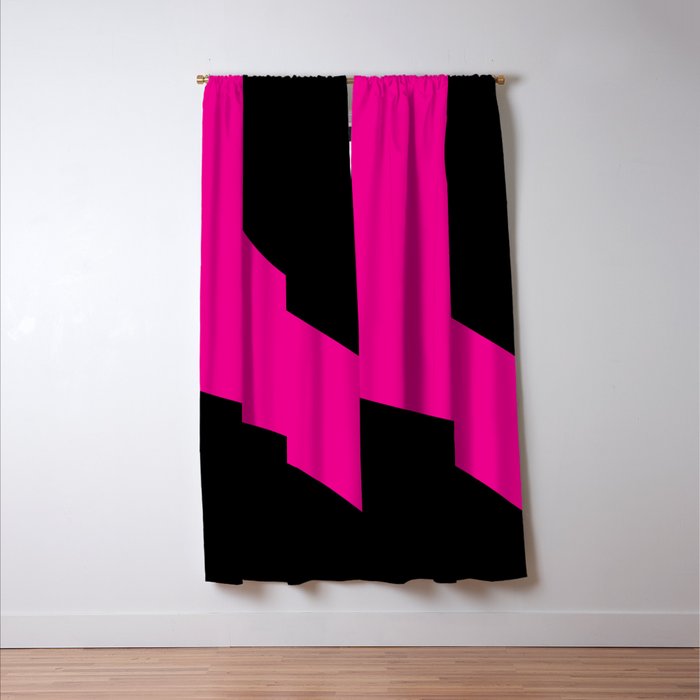 Simple Waves - Magenta and Black Window Curtain Gallery Image 3