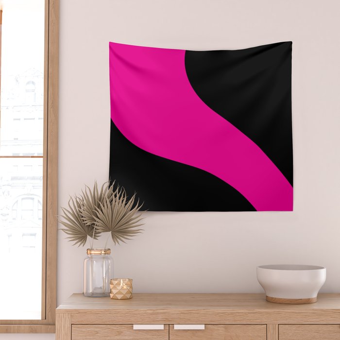Simple Waves - Magenta and Black Wall Tapestry Gallery Image 2