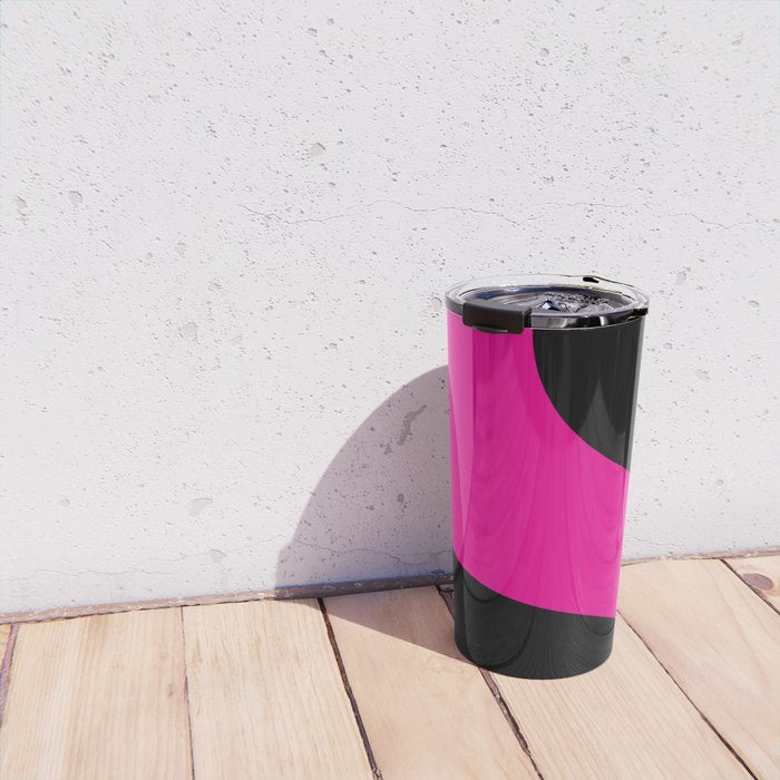 Simple Waves - Magenta and Black Travel Mug Gallery Image 4