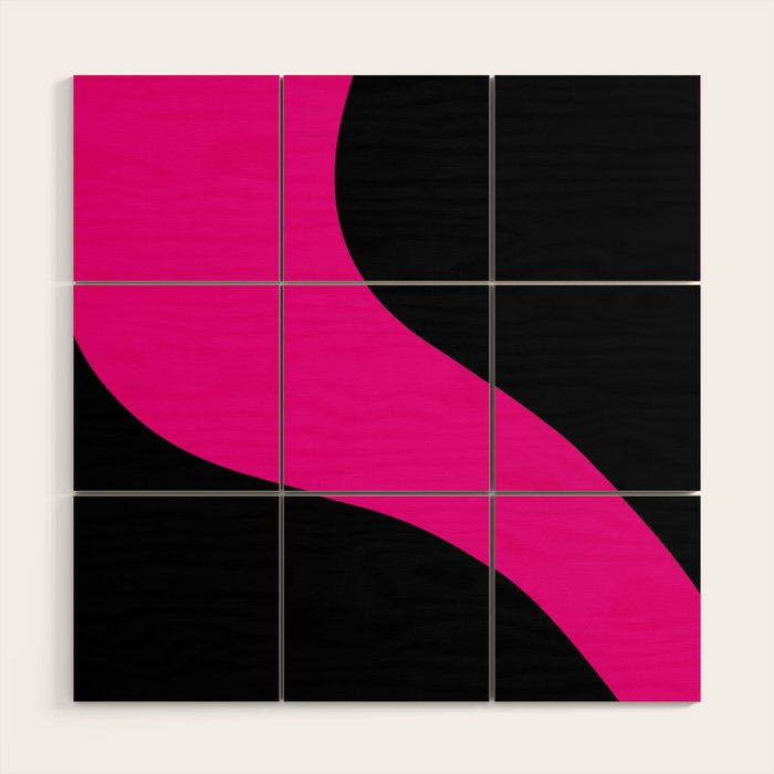 Simple Waves - Magenta and Black Wood Wall Art Gallery Image 1