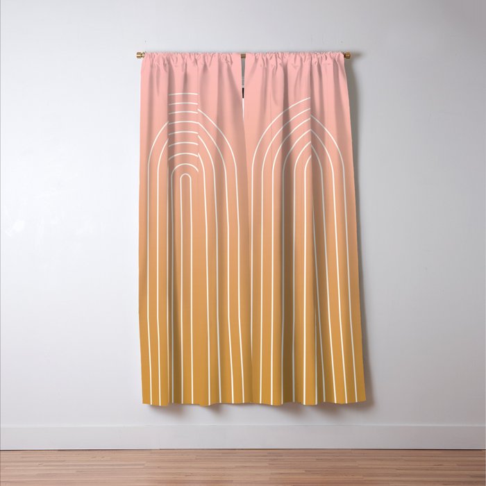 Ombre Arch XIII Pastel Sunset Gradient Modern Geometric Lines Window Curtain Gallery Image 3