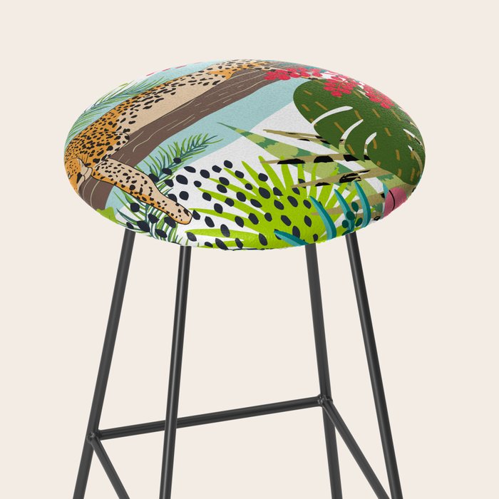 Colorful Jungle Cheetah Print Stool Gallery Image 2