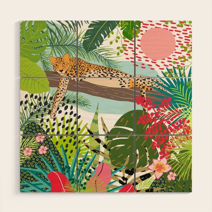 Colorful Jungle Cheetah Print Wood Wall Art Gallery Image 1