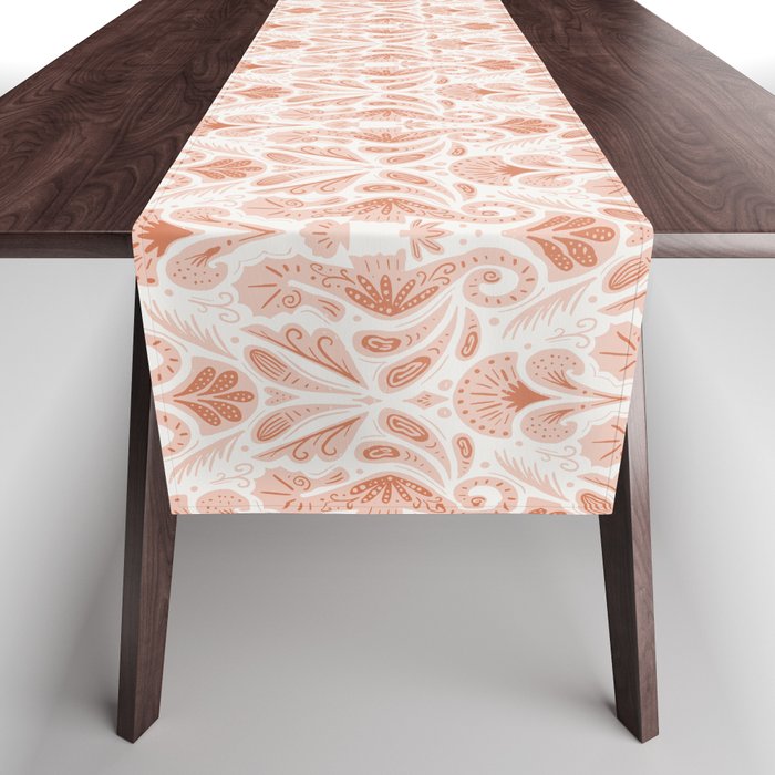 Seahorse Damask  Peachy Pink Table Runner Gallery Image 1