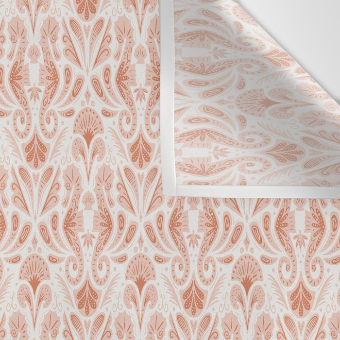 Seahorse Damask  Peachy Pink Wall Tapestry Gallery Image 3
