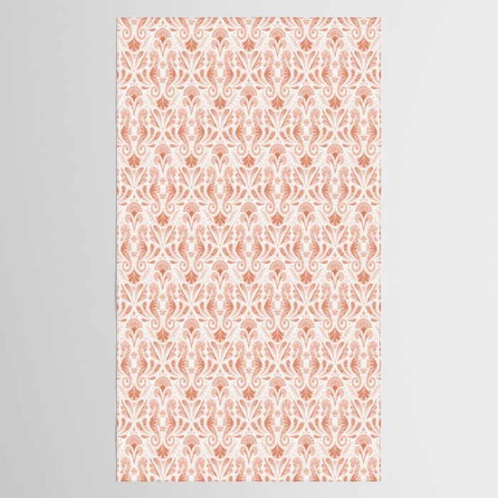 Seahorse Damask  Peachy Pink Tablecloth Gallery Image 2
