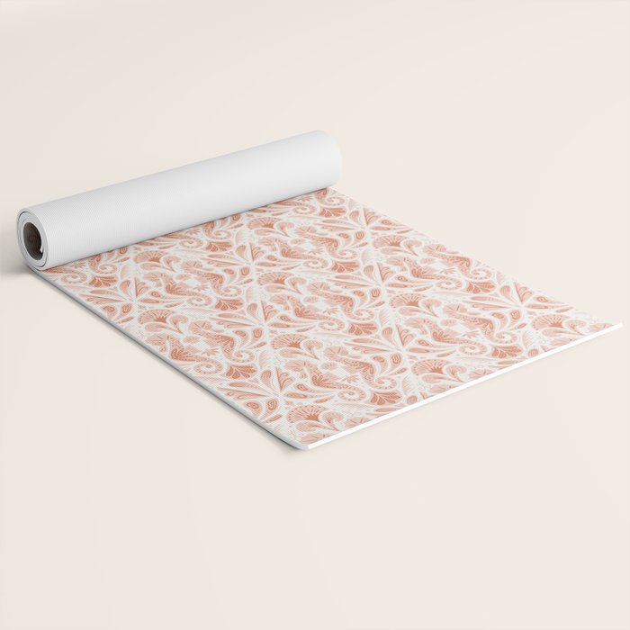 Seahorse Damask  Peachy Pink Yoga Mat Gallery Image 2