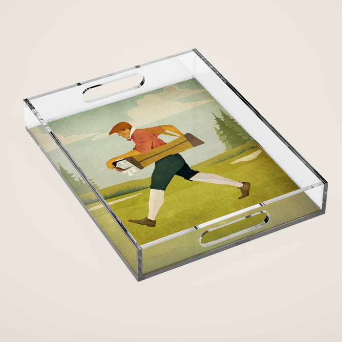 Golfer Vintage Golf Acrylic Tray Gallery Image 1