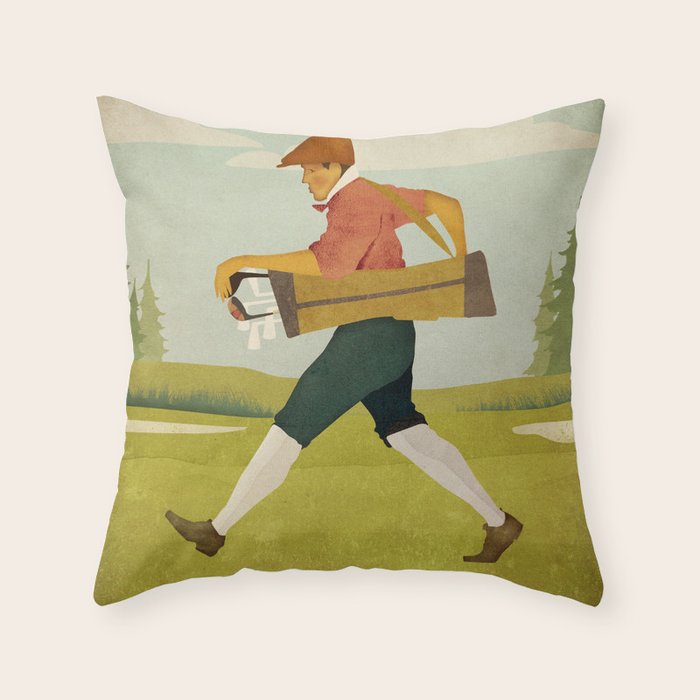 Golfer Vintage Golf Throw Pillow Gallery Image 6