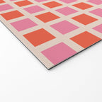 Retro Check Thick Grid Pattern 2 Bright Pink Orange Cream Welcome Mat Gallery Image 2