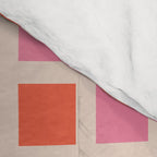 Retro Check Thick Grid Pattern 2 Bright Pink Orange Cream Comforter Gallery Image 4