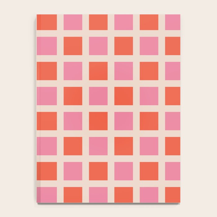 Retro Check Thick Grid Pattern 2 Bright Pink Orange Cream Notebook Gallery Image 4