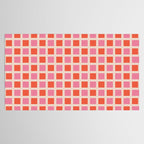 Retro Check Thick Grid Pattern 2 Bright Pink Orange Cream Tablecloth Gallery Image 2