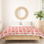Retro Check Thick Grid Pattern 2 Bright Pink Orange Cream Duvet Cover Gallery Image 3