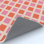 Retro Check Thick Grid Pattern 2 Bright Pink Orange Cream Rug Gallery Image 4