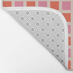 Retro Check Thick Grid Pattern 2 Bright Pink Orange Cream Bath Mat Gallery Image 2