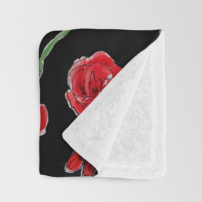 Red Geranium with black background Throw Blanket Gallery Image 3