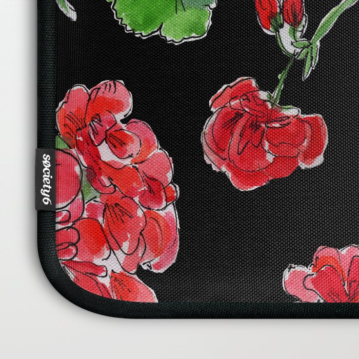 Red Geranium with black background Laptop Sleeve Gallery Image 3