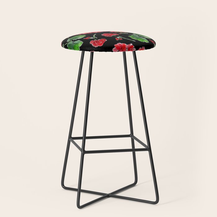 Red Geranium with black background Stool Gallery Image 1