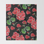 Red Geranium with black background Throw Blanket Gallery Image 2