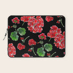 Red Geranium with black background Laptop Sleeve Gallery Image 1