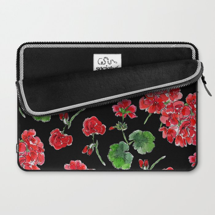 Red Geranium with black background Laptop Sleeve Gallery Image 2