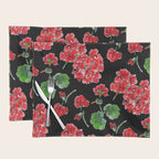 Red Geranium with black background Placemat Gallery Image 1