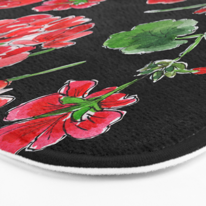 Red Geranium with black background Bath Mat Gallery Image 3