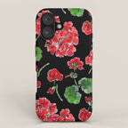 Red Geranium with black background iPhone Case Gallery Image 1