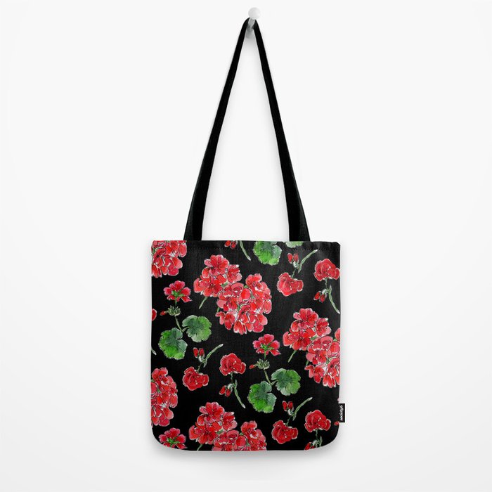 Red Geranium with black background Tote Bag Gallery Image 2