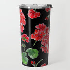 Red Geranium with black background Travel Mug Gallery Image 2