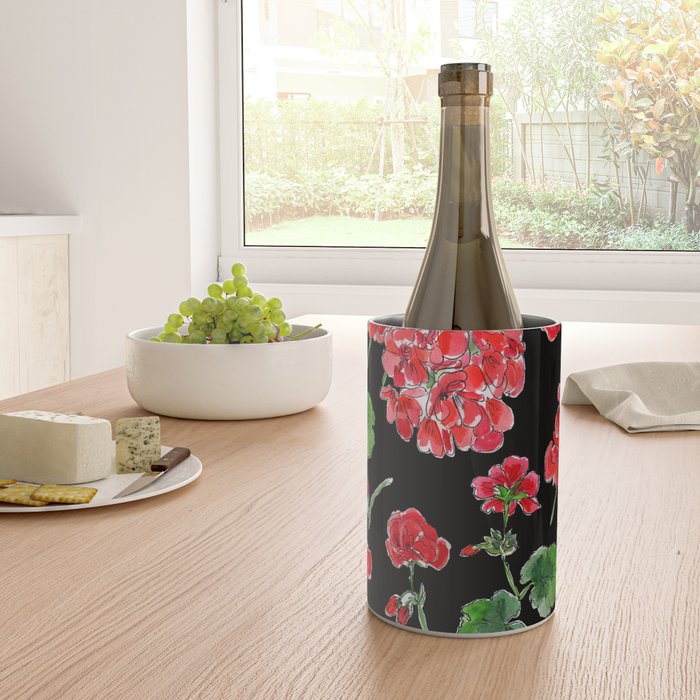 Red Geranium with black background Wine Chiller Gallery Image 4