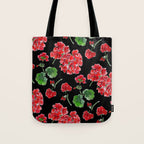 Red Geranium with black background Tote Bag Gallery Image 1