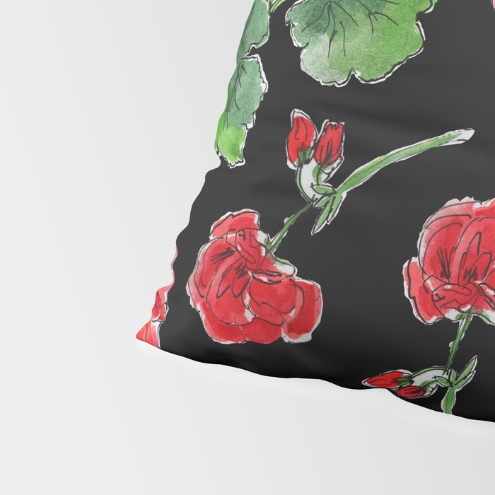Red Geranium with black background Pillow Sham Gallery Image 4