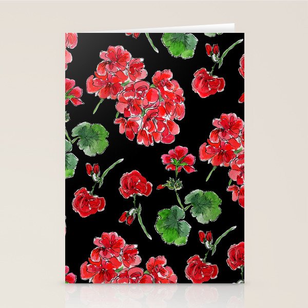 Red Geranium with black background Stationery Card Gallery Image 2