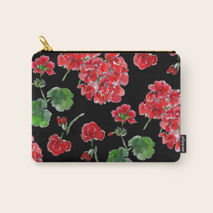Red Geranium with black background Carry All Pouch Gallery Image 1