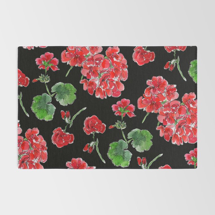 Red Geranium with black background Rug Gallery Image 2